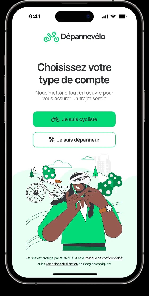 Dépannevélo app screens
